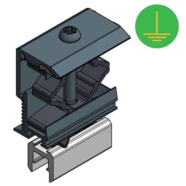 Van der Valk | ValkPitched/Clamp | Aluminium eindklem voor Side+ rail | Zwart