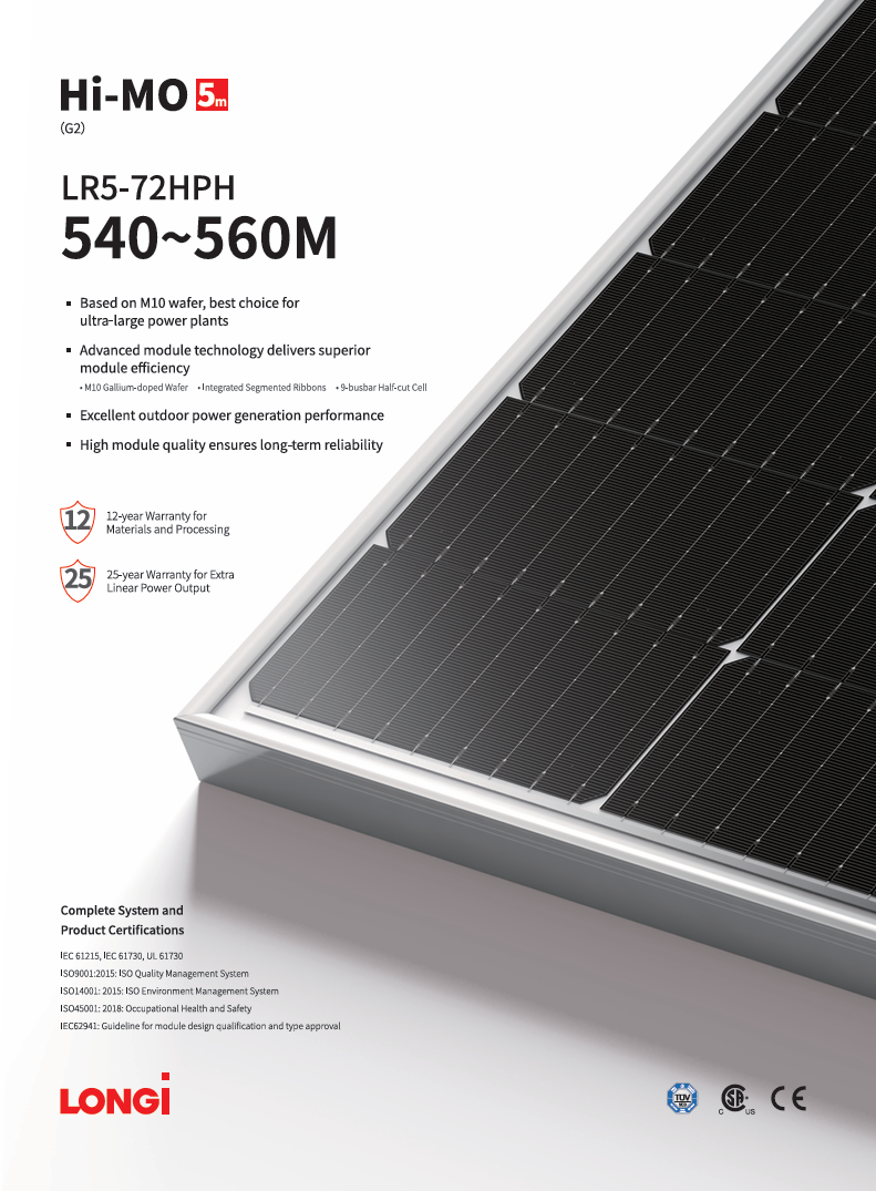Longi Solar LR5-72HPH-555M - Modulo Fotovoltaico 555W - Pallet 31 Pezzi - immagine 2