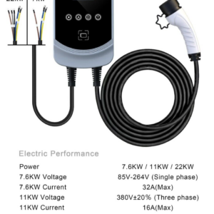 Stazione di Ricarica 7,6KW 32A per Auto Veicoli Elettrici Scheda RFID Wallbox