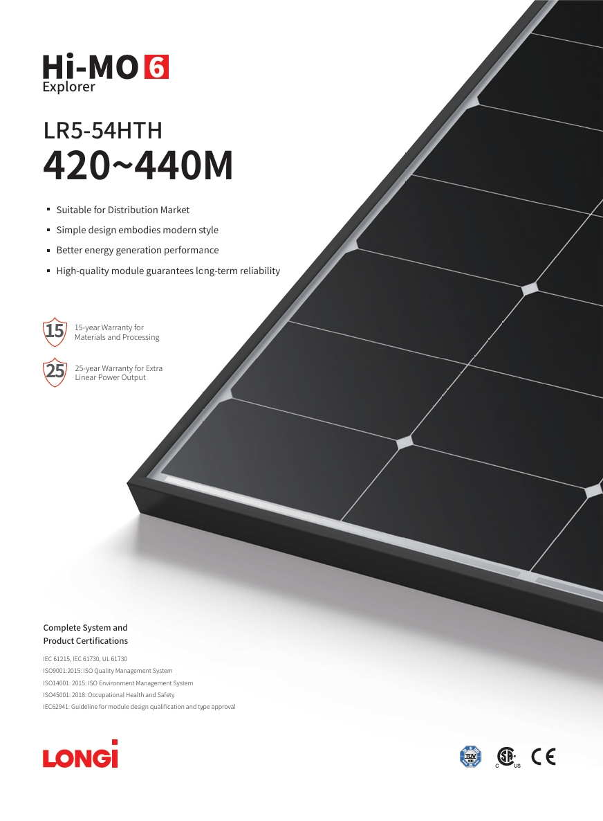Longi Solar LR5-54HTH-435M - Module Photovoltaïque 435W - Palette de 36 Pièces – Image 2