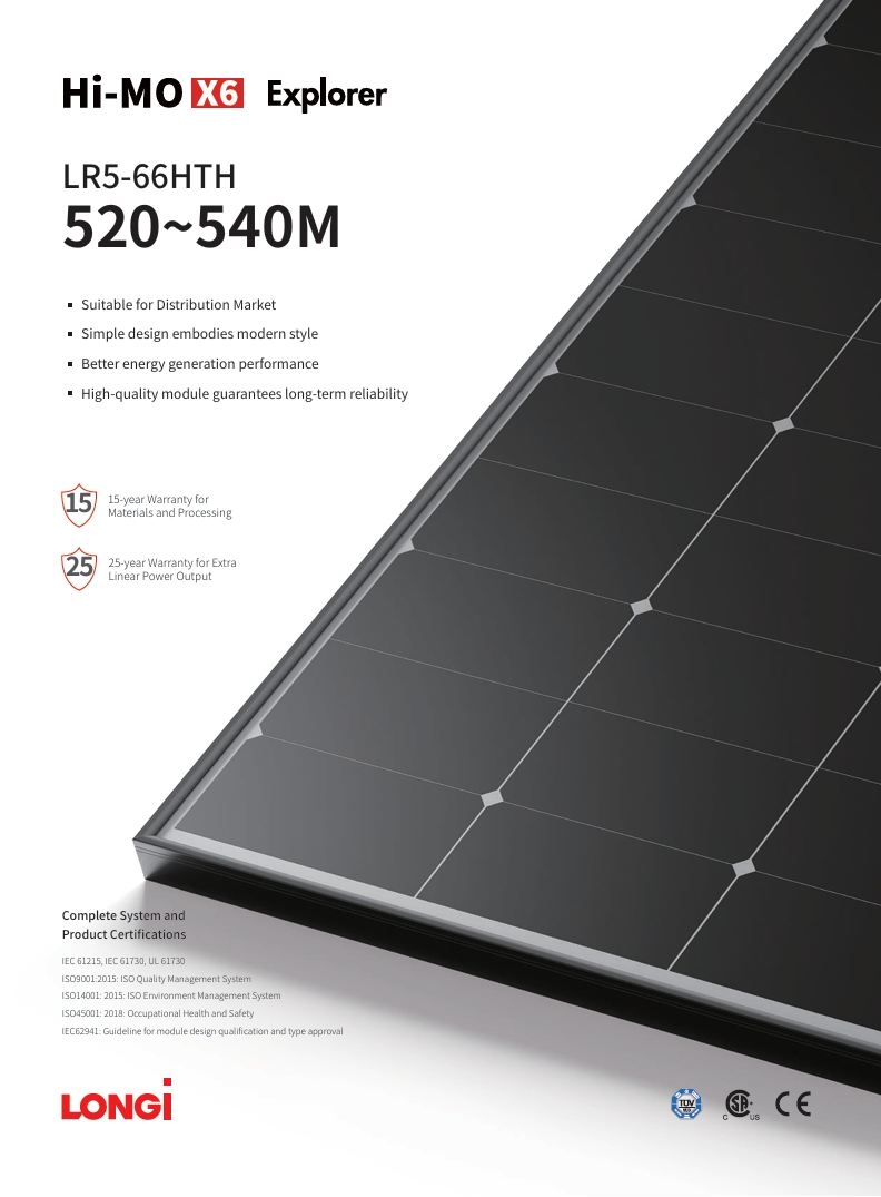 Longi Solar LR5-66HTH-525M - Modulo Fotovoltaico 525W - Pallet 31 Pezzi - immagine 2